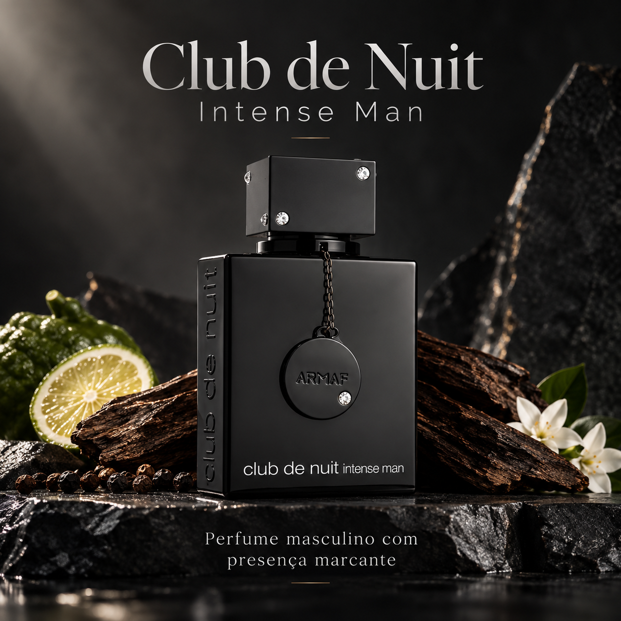 Club de Nuit Intense Man da Armaf em apresentação visual do produto