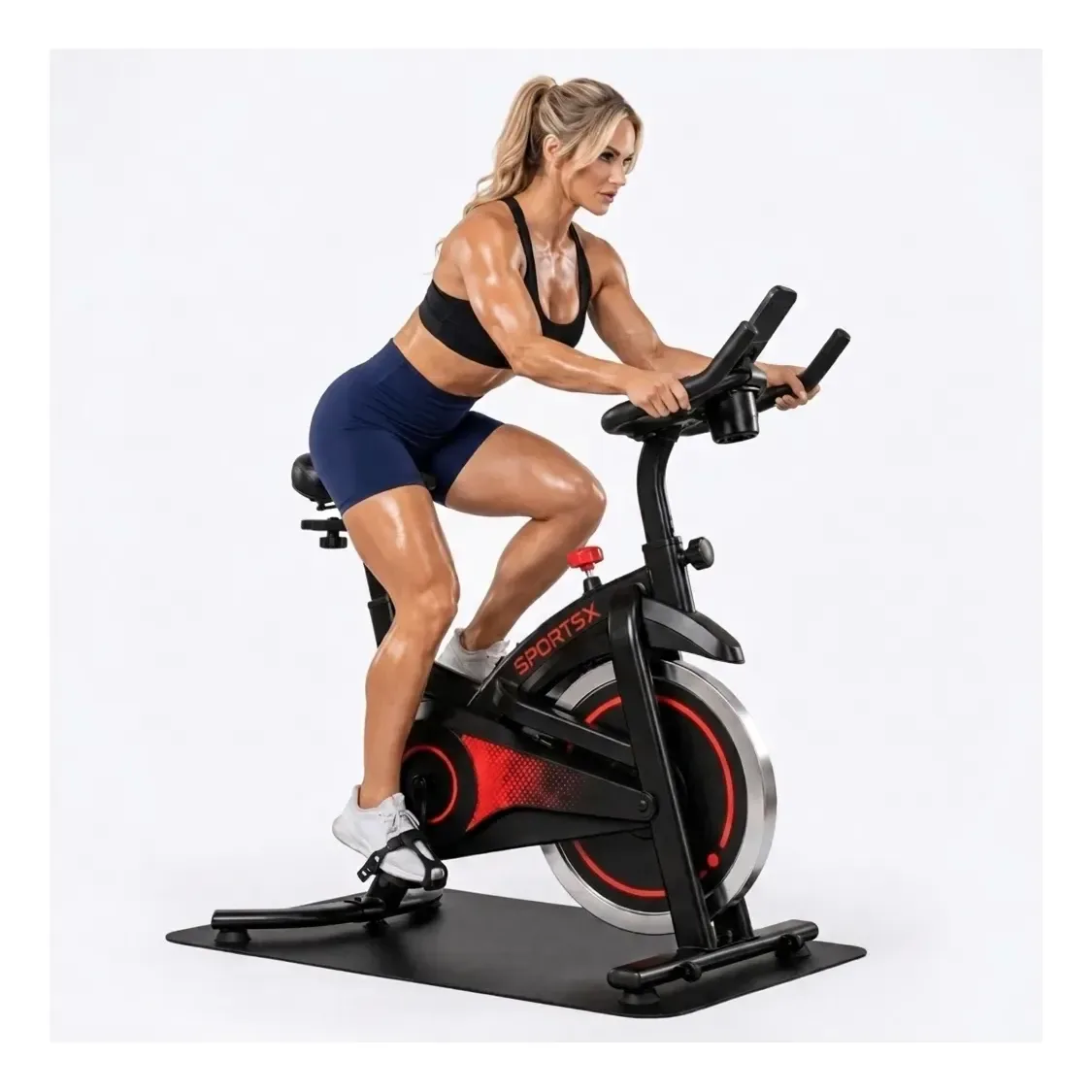 Imagem de uso da bicicleta spinning 150 kg