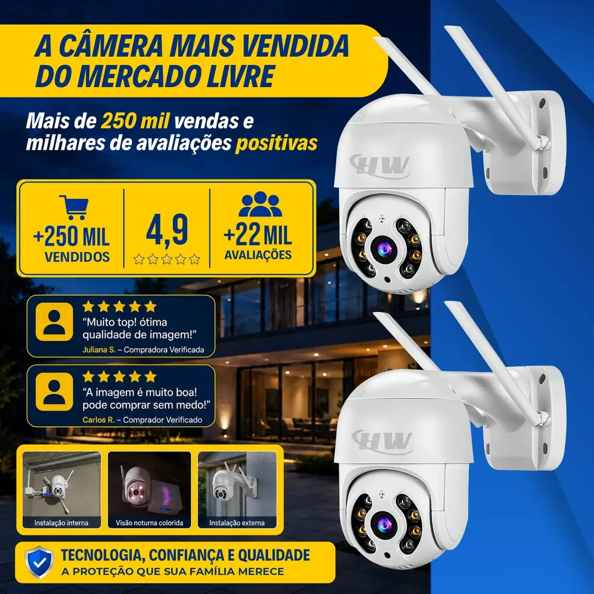 Movimento PTZ da câmera de segurança HW A8