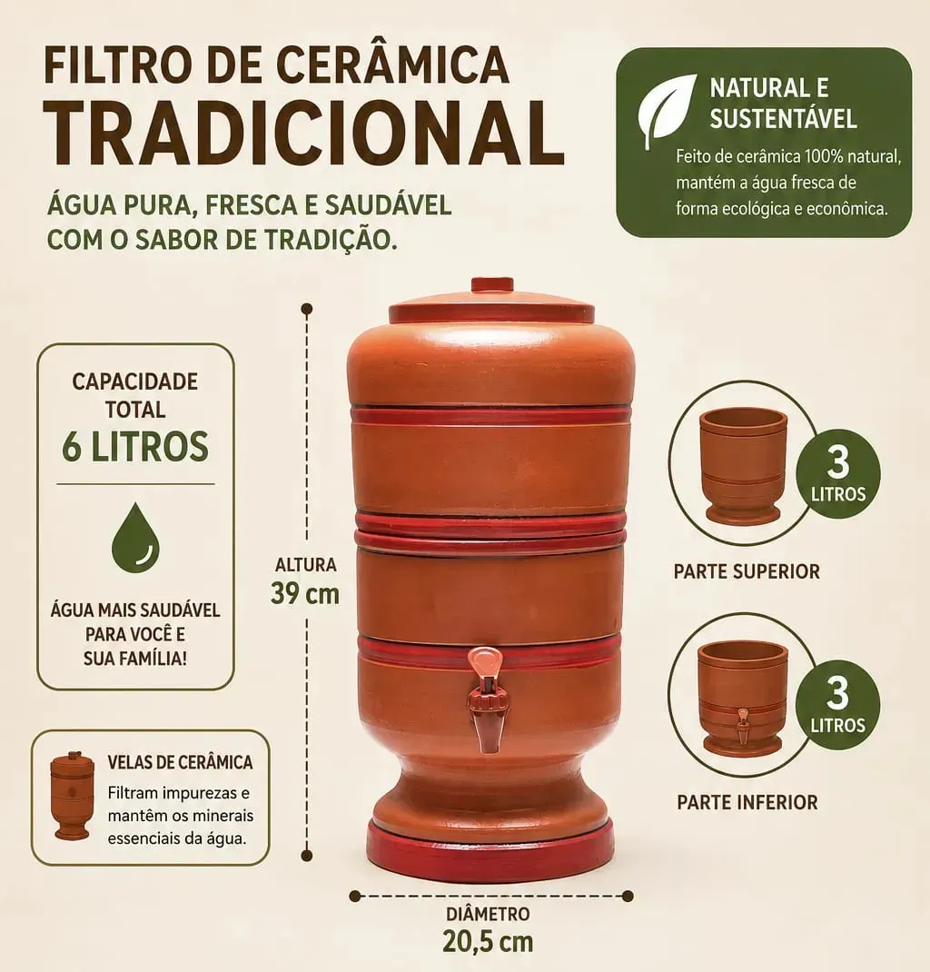 Filtro de Barro 6 Litros com Bóia e Vela Tripla Ação é Bom? Vale a Pena?
