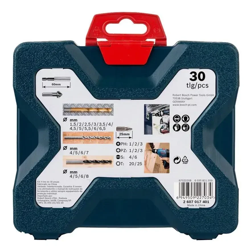 Kit Bosch X-Line aberto com brocas e bits