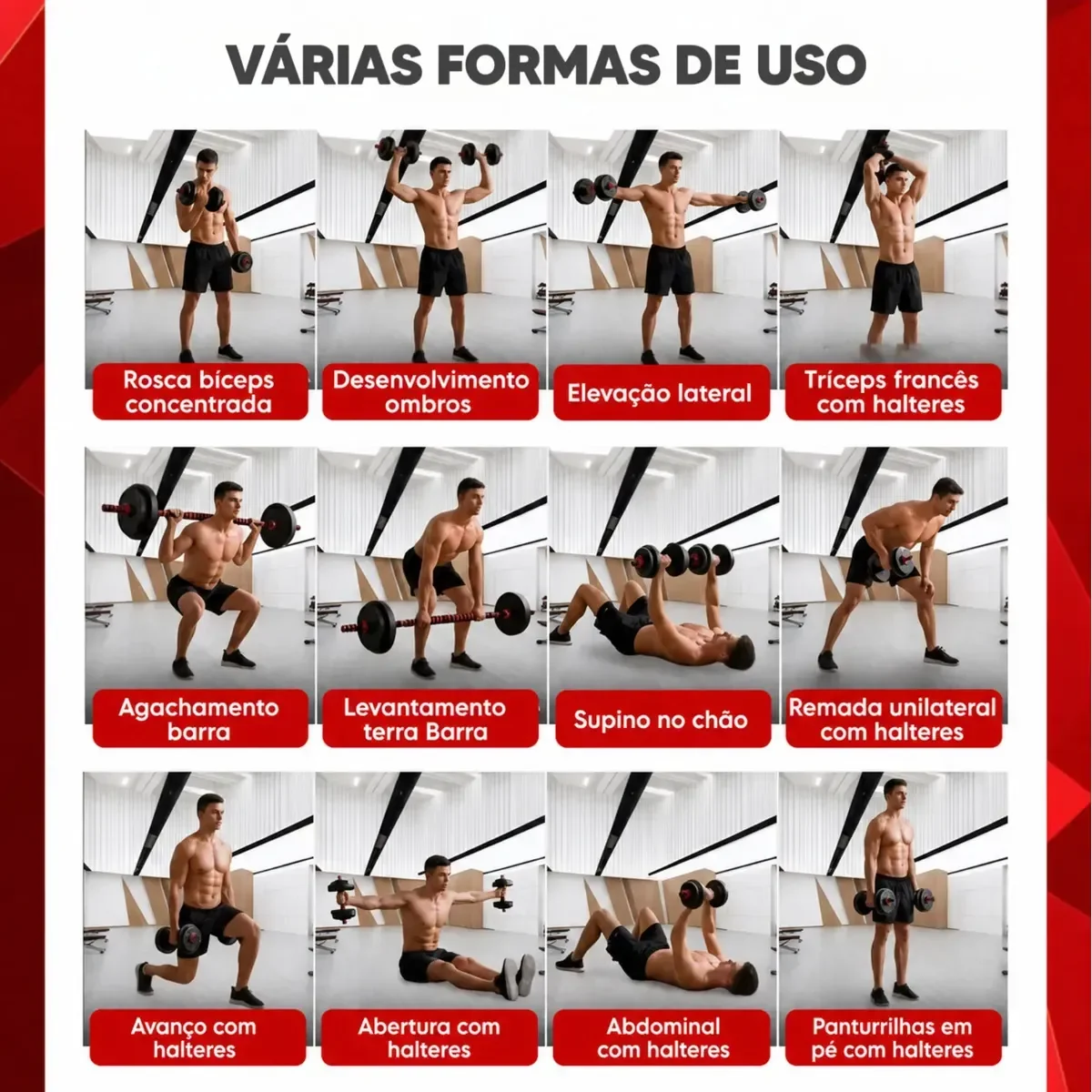 Exemplos de exercícios com o Kit Knack 15 kg
