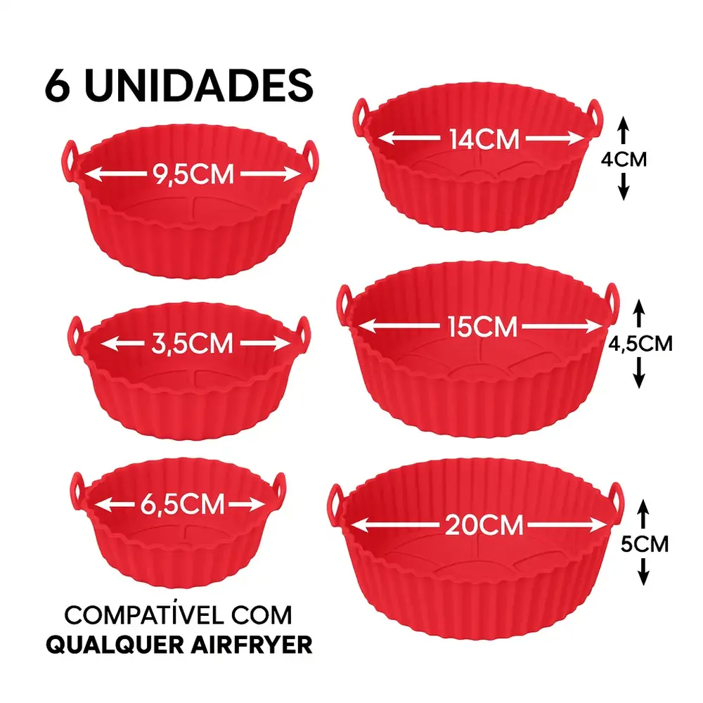 Kit de formas de silicone para air fryer