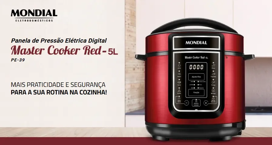 Panela de Pressão Elétrica Mondial PE-39 5L Vermelha é Boa? Vale a Pena?