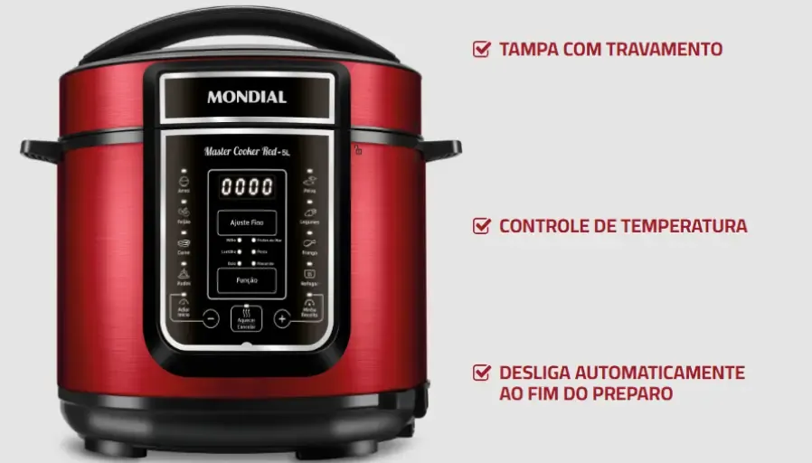 Recursos de segurança informados para a Mondial PE-39 vermelha