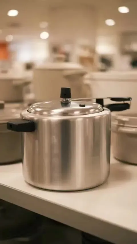 Panela Amora 7 L Prateada / polida em uso na cozinha