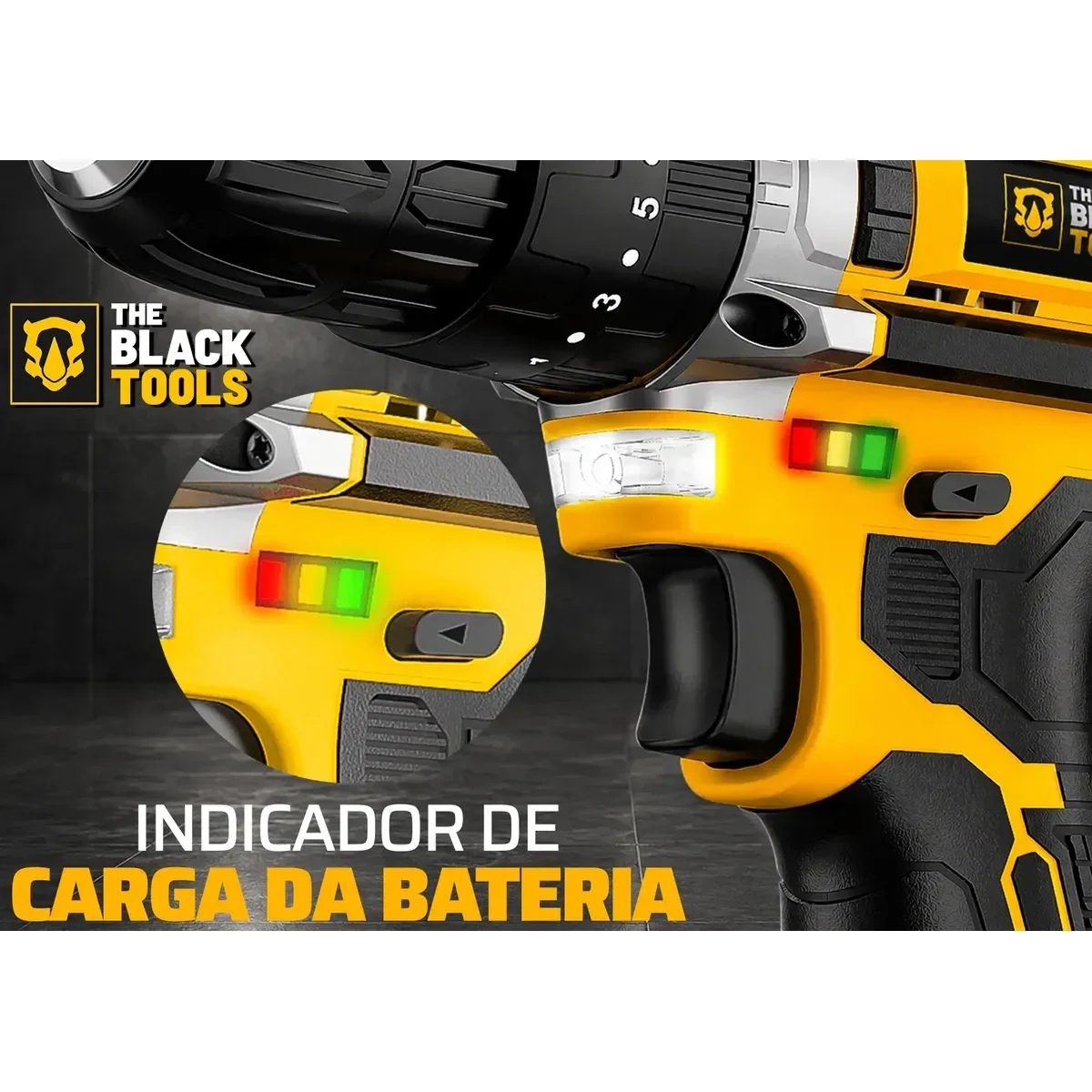 Indicador de carga da bateria da The Black Tools TB-21PW