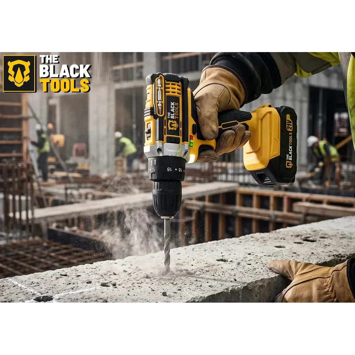 The Black Tools TB-21PW em aplicação de impacto em concreto