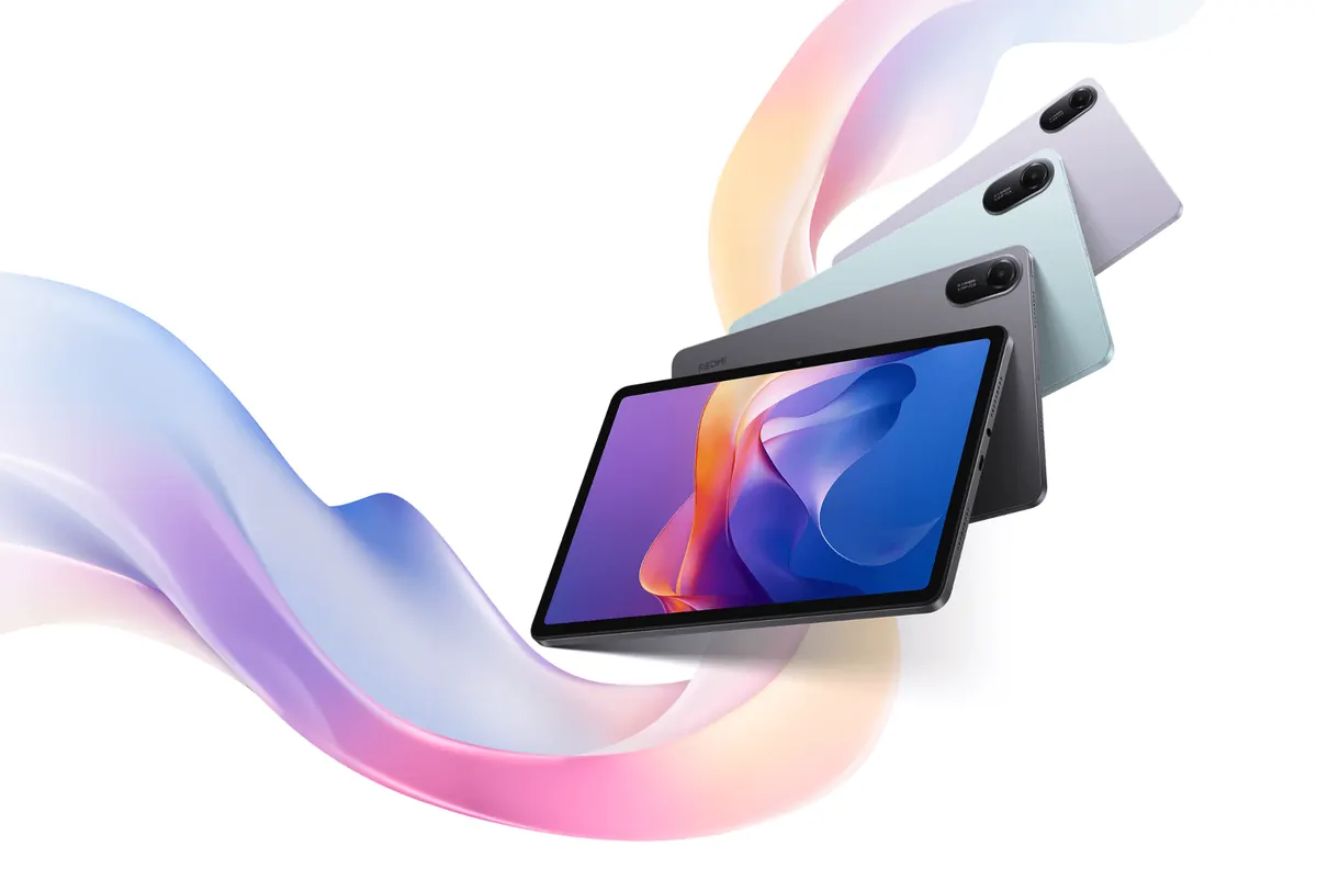 Redmi Pad 2 em diferentes cores e posições