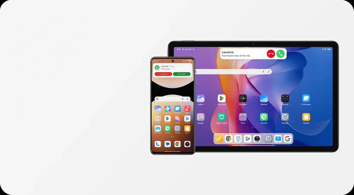 Interconectividade Xiaomi com chamada entre smartphone e Redmi Pad 2