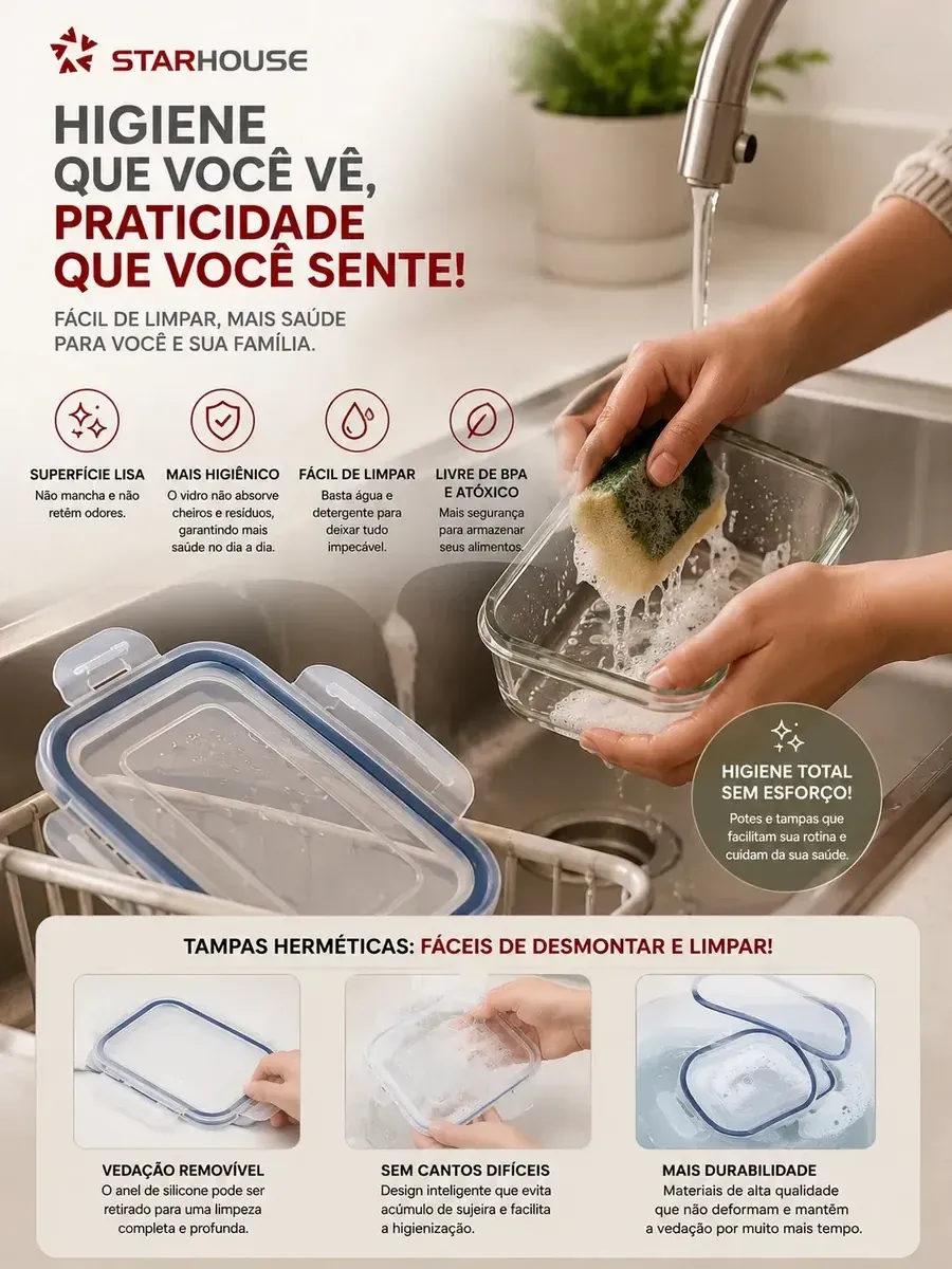Limpeza e higienização dos potes Starhouse